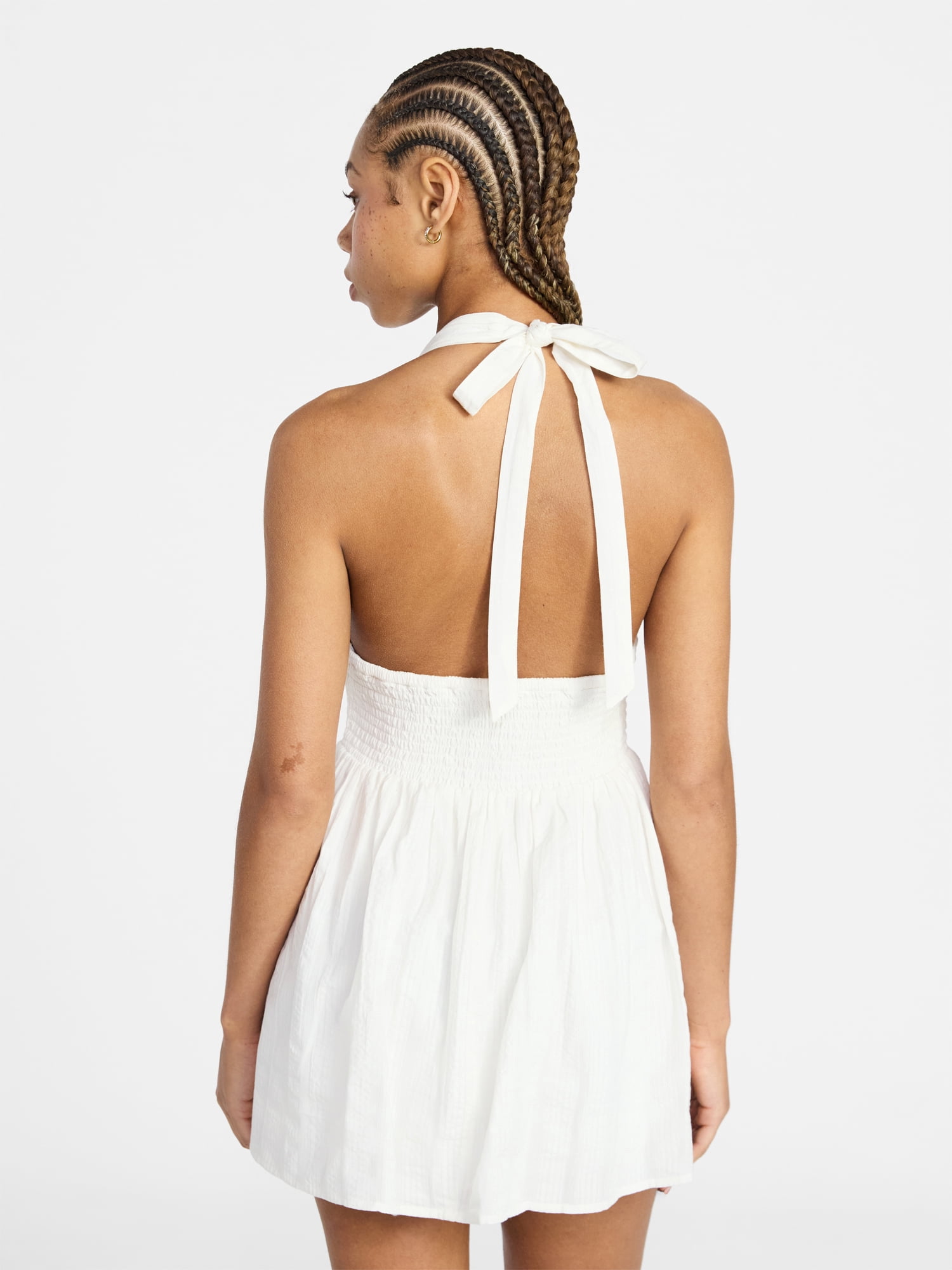 No Boundaries Smocked Cotton Halter Mini Dress, Women's XXS-XXL