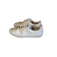 thumbnail image 2 of PU & MA white leather lace up low top sneakers size 8, 2 of 6