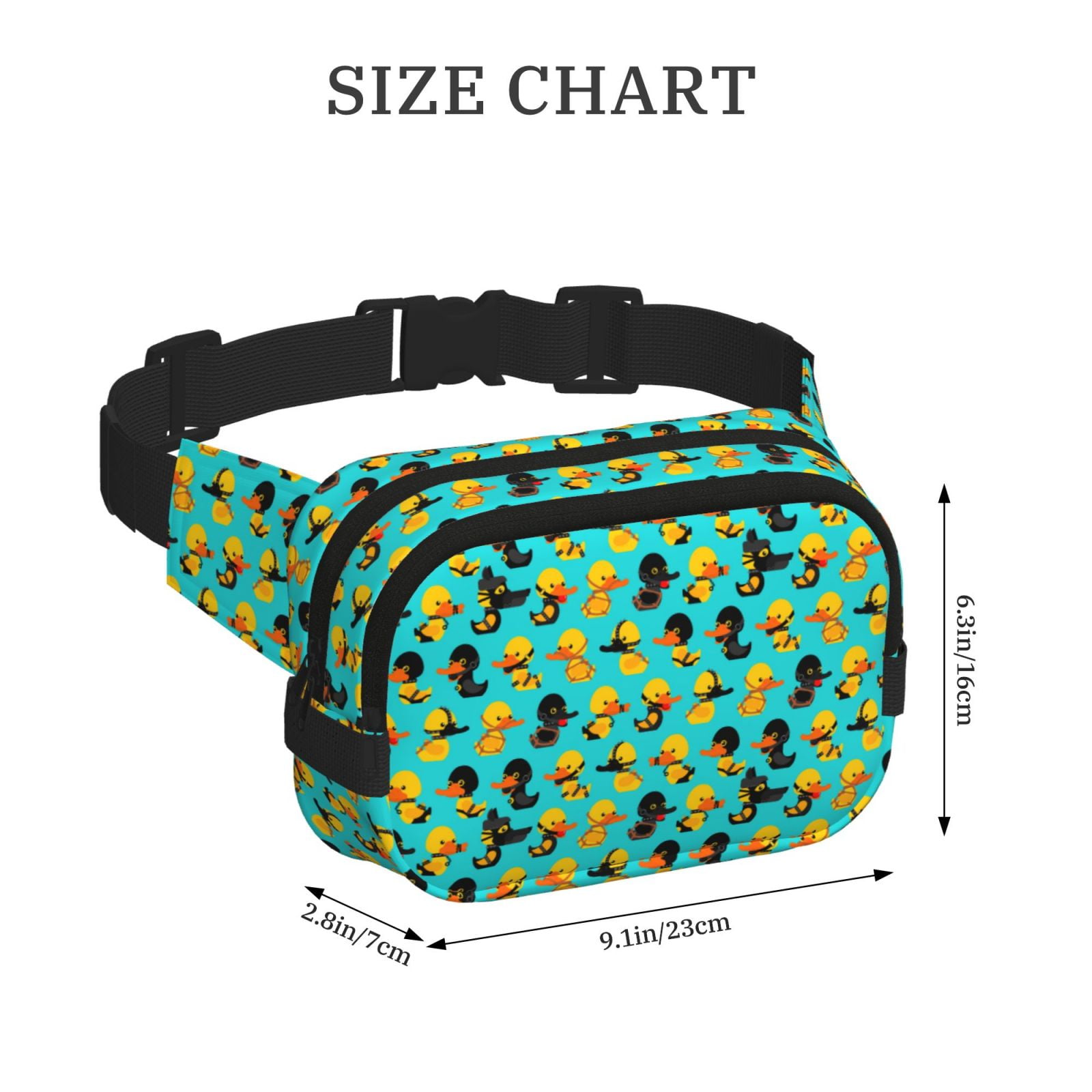 Picia Duck In Black Suit Print Square Double-Layer Waist Bag Mini Adjustable Waist Belt Bag Exercise Running Travel Hiking