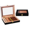thumbnail image 2 of Portable Travel Cedar Wood Cigar Storage Box with Humidor Accessory Black, 2 of 5