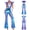 Blue, variant on Womens Alien Cosplay Metallic Shiny Jumpsuit with Gloves Mock Neck Fly Sleeve Bodysuit for Halloween Space-themed Party Silver M