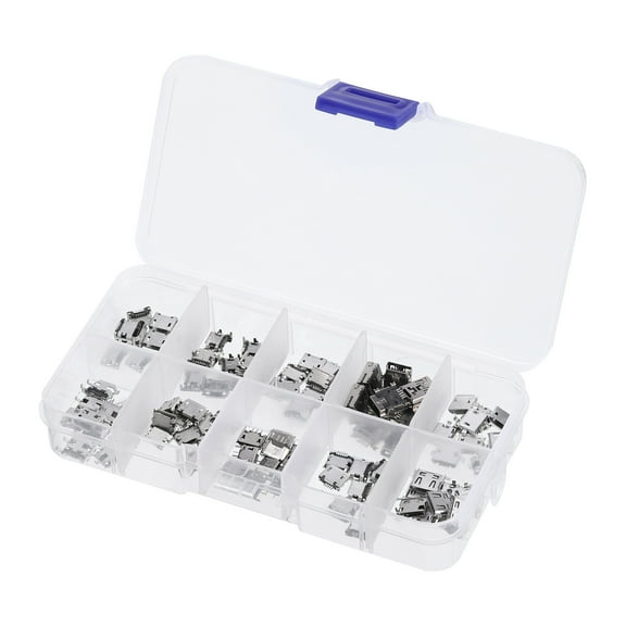Uxcell Micro USB Sockets Kit Female Plug Connector Port Repair Replacement Terminal for Electronic Circuit Board 100pcs