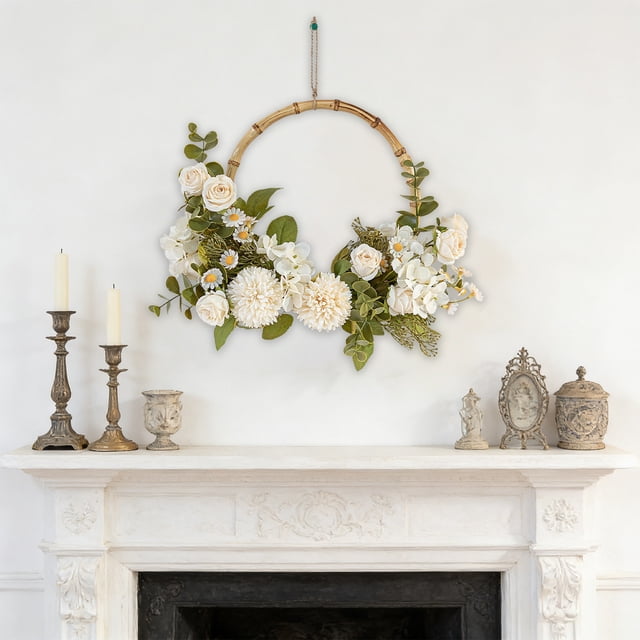 Corona de conejito de Pascua, colgadores de puerta de Pascua, decoración de pared de puerta de entrada, corona, arreglo de escena de corona, accesorios de decoración, corona de plástico