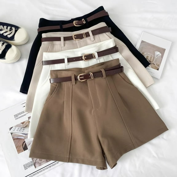 ZenCart Women Suit Shorts High Waist Zipper Fly Solid Color Casual Suit Shorts with Pockets Versatile Summer Shorts