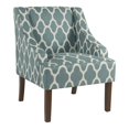 thumbnail image 1 of HomePop Traditional Fabric Geometric Swoop Arm Accent Chair in Teal Blue, 1 of 9