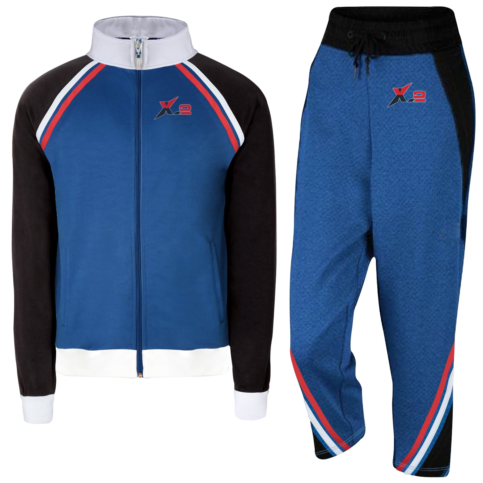 Mens Athletic Activewear Color Full Zip Fleece Tracksuit Jogging Sweatsuit