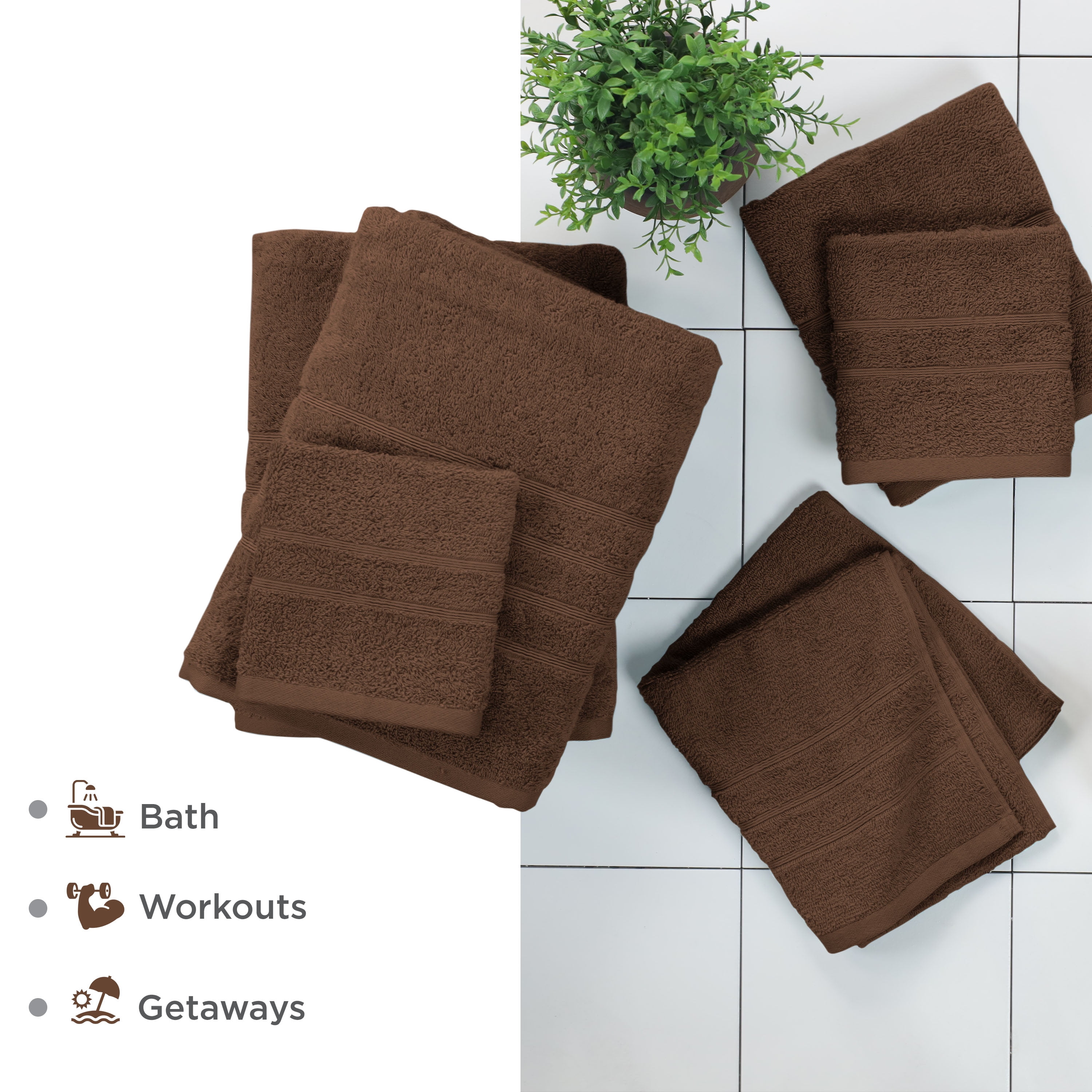 Martex 6-Piece Towel Set | 100% Cotton Soft & Absorbent Bath Towels | Chocolate
