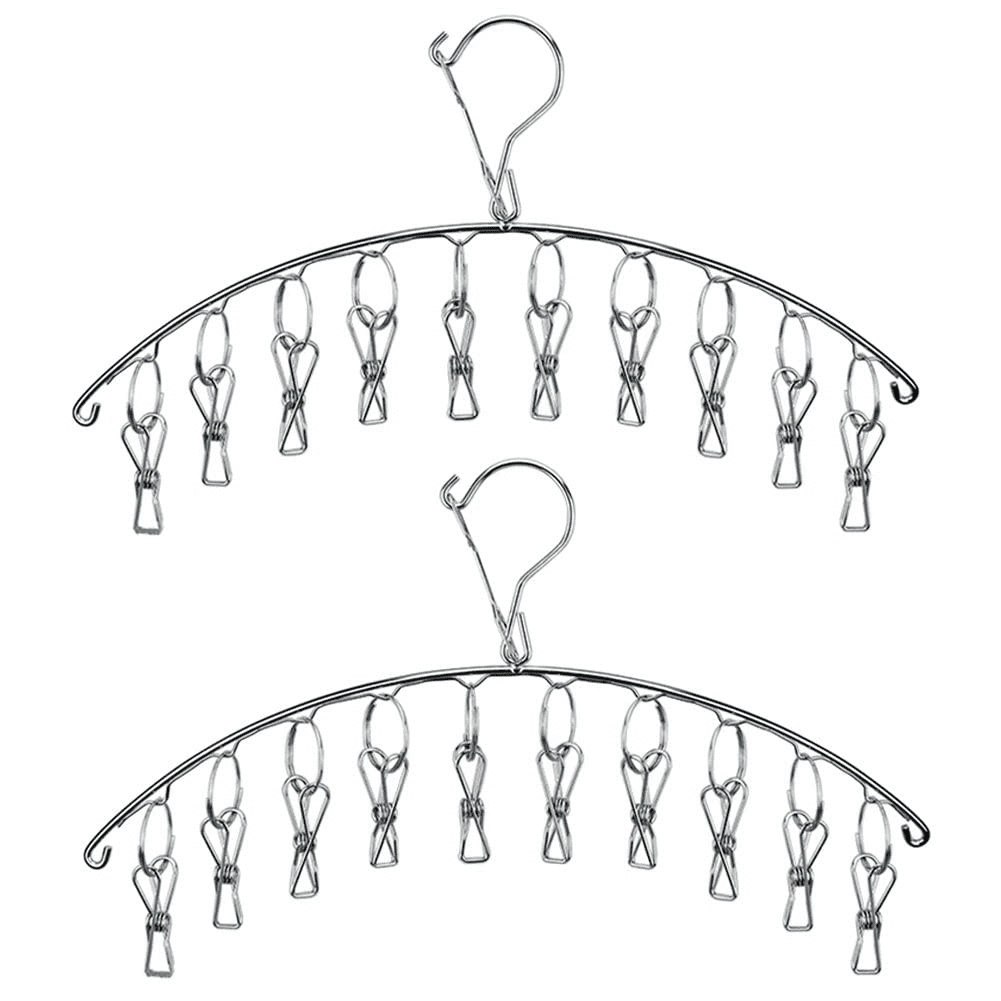 Stainless Steel Hanging Drying Rack Clothes Hanger with 10 Clips for