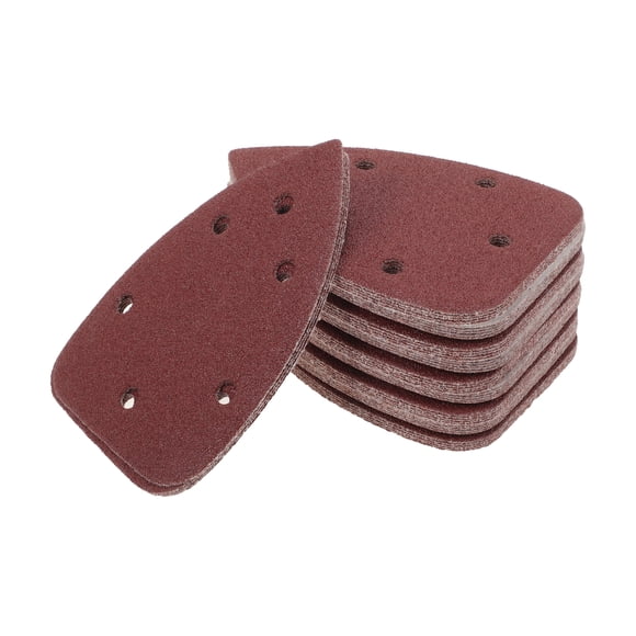 Papel de lija para mouse Unique Bargains, almohadillas de sander con gancho y lazo de 5.51 pulgadas x 3.86 pulgadas, rojas, 50 piezas, P60, respaldadas con terciopelo