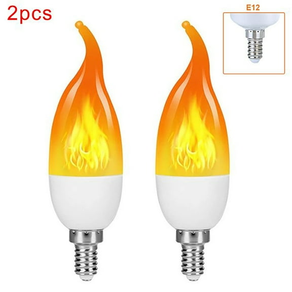 POINTERTECK E12 Flame Bulbs 2 Pack, 3 Mode LED Candelabra Flame Light Bulb 3W Warm White Chandelier Flame Bulbs,1600k Candle Light Bulbs, Flame Tip for Christmas Party Decorations