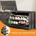 thumbnail image 6 of Craftian 55" Farmhouse Shoe Storage Bench – Tilt-Out 3-Drawer Cabinet with Flip-Top Seat, Entryway Mudroom Organizer, Holds 9-12 Pairs, 220 lb Weight Capacity, Dark Rustic, 6 of 9