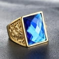thumbnail image 2 of QQTDFG Men Women Gold Stainless Steel Blue Stone Ring Band Wedding Gift Size 8-12-Gold Green-8, 2 of 9