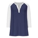 thumbnail image 4 of Cowsor Girl's Casual 3/4 Sleeve T Shirts Button V Neck Tunic Blouses Color Block Basic Tee Tops Loose Fit Summer Shirt, 4 of 6