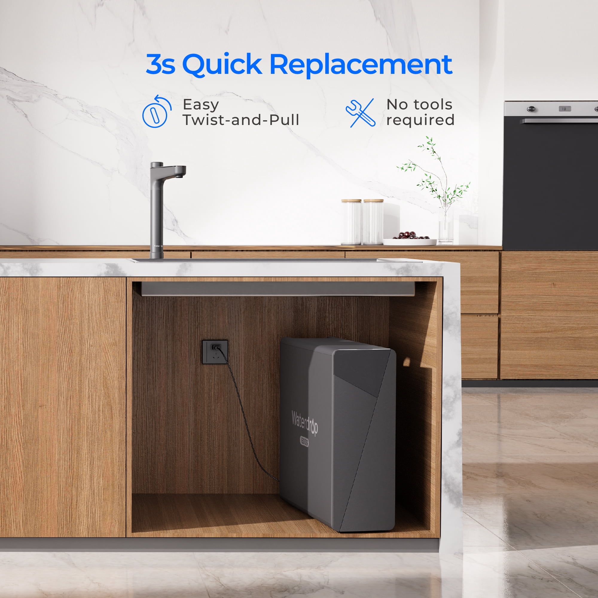 Waterdrop WD-X16-F3 Filter, Replacement for WD-X16-Alkaline 1600 GPD Reverse Osmosis System, 24-month Lifetime, Reduce PFAS