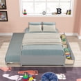 thumbnail image 6 of Full Size Daybed with Twin Size Trundle and 2 Storage Drawers, Space-Saving Solid Wood Full Size Platform Bed for Kids Toddlers and Adults,  Full Size Storage Platform Bed, No Box Spring Needed, Gray, 6 of 7