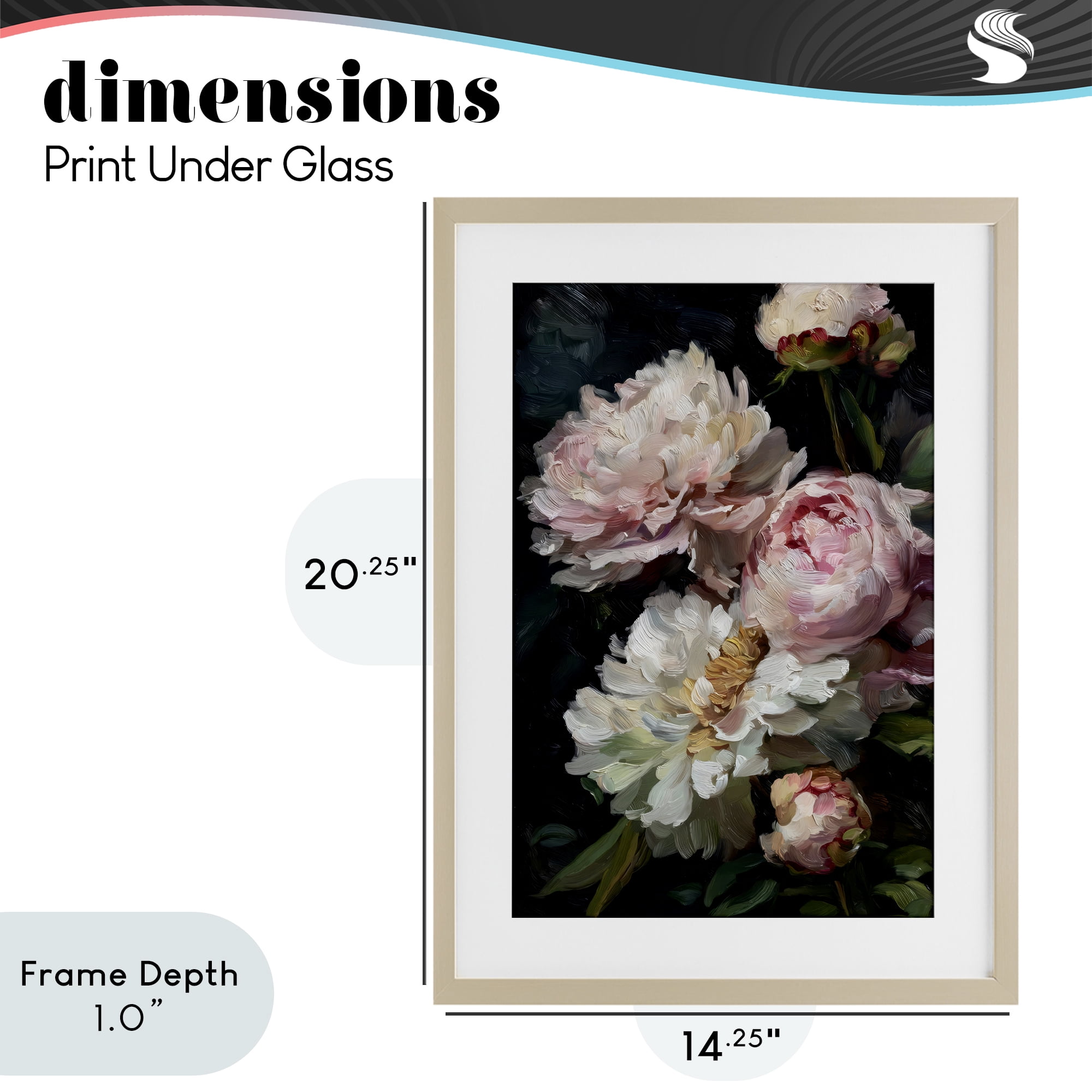 Stupell Industries Soft And Moody Peonies Birch Framed Print Under Glass, design by Petal Prints Design