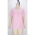 thumbnail image 3 of TaTaai Spring Summer Solid Color V-Neck Top for Women Short Sleeve Satin Blouse Casual Elegant Lightweight Comfy Daily Vacation Outfits Gift, 3 of 4