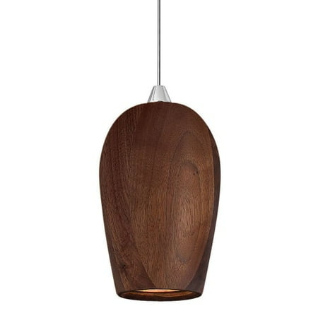 Walnut Finish Pendants - Fredrick Ramond FR35008 1 Light Mini Solid Walnut LED Pendant with Chrome finish canopy from the Loft Collection