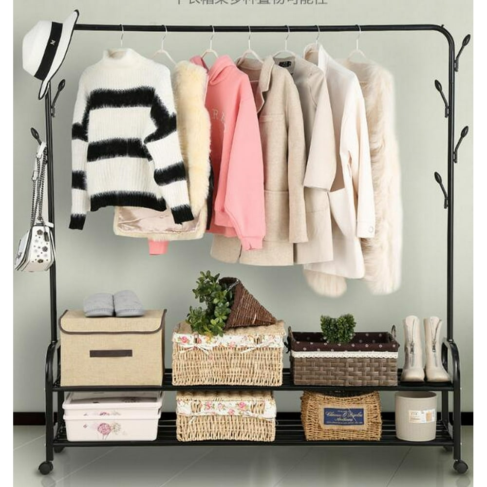Garment Rack  Free standing Clothes  Rack  with Top Rod Two 