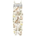 thumbnail image 6 of ITSAME Toddler Girls Jumpsuit, Spaghetti Strap Easter Bunny Print Loose Fit Festival Fashion Casual Romper Beige 1T, 6 of 7