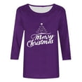 thumbnail image 2 of Maplenight Christmas Shirts for Women 3/4 Length Sleeve Tunic Tops Xmas Tree Cute Print T Shirts Crew Neck Graphic Tees, 2 of 4