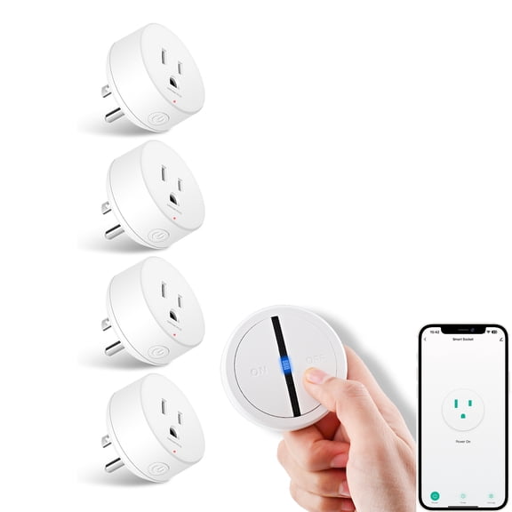 GreenCycle WiFi Smart Outlet Plug with Remote, Detachable Magnetic Switch, Works with Alexa & Google Home, Tuya/Smart Life App, 15A/1500W, ETL/FCC Listed, 2.4GHz Only, Remote Control from Anywhere