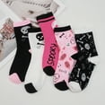 thumbnail image 4 of 5 Pairs Pink Halloween Socks for Women Spooky Funny Pumpkin Ghost Crew Socks Unisex, 4 of 5