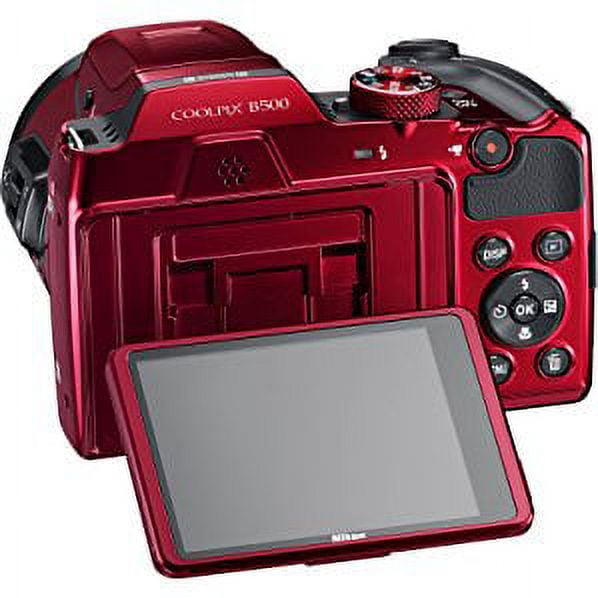 Nikon Coolpix B500 Wi-Fi Digital Camera (Red) with 64GB Card