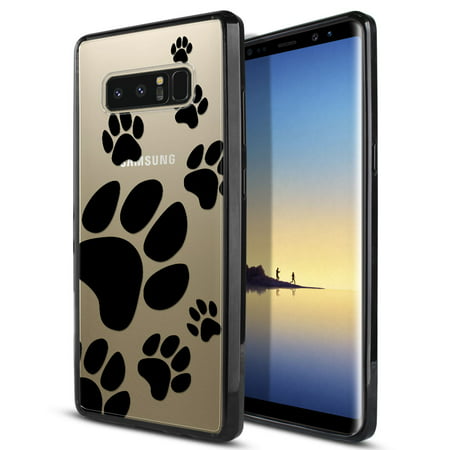 FINCIBO Slim TPU Bumper + Clear Hard Back Cover for Samsung Galaxy Note 8, Dog Paw (Best Music Downloader For Galaxy S6)