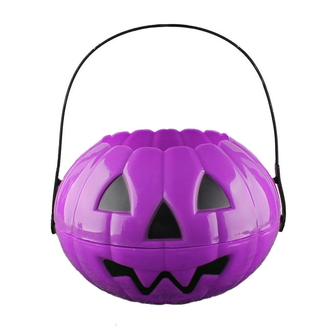 Halloween Foldable Pumpkin Bucket Candy Bag, Plastic Material, Creative Two-Half-in-One Design, Spacious, Easy to Assemble, Party Prop