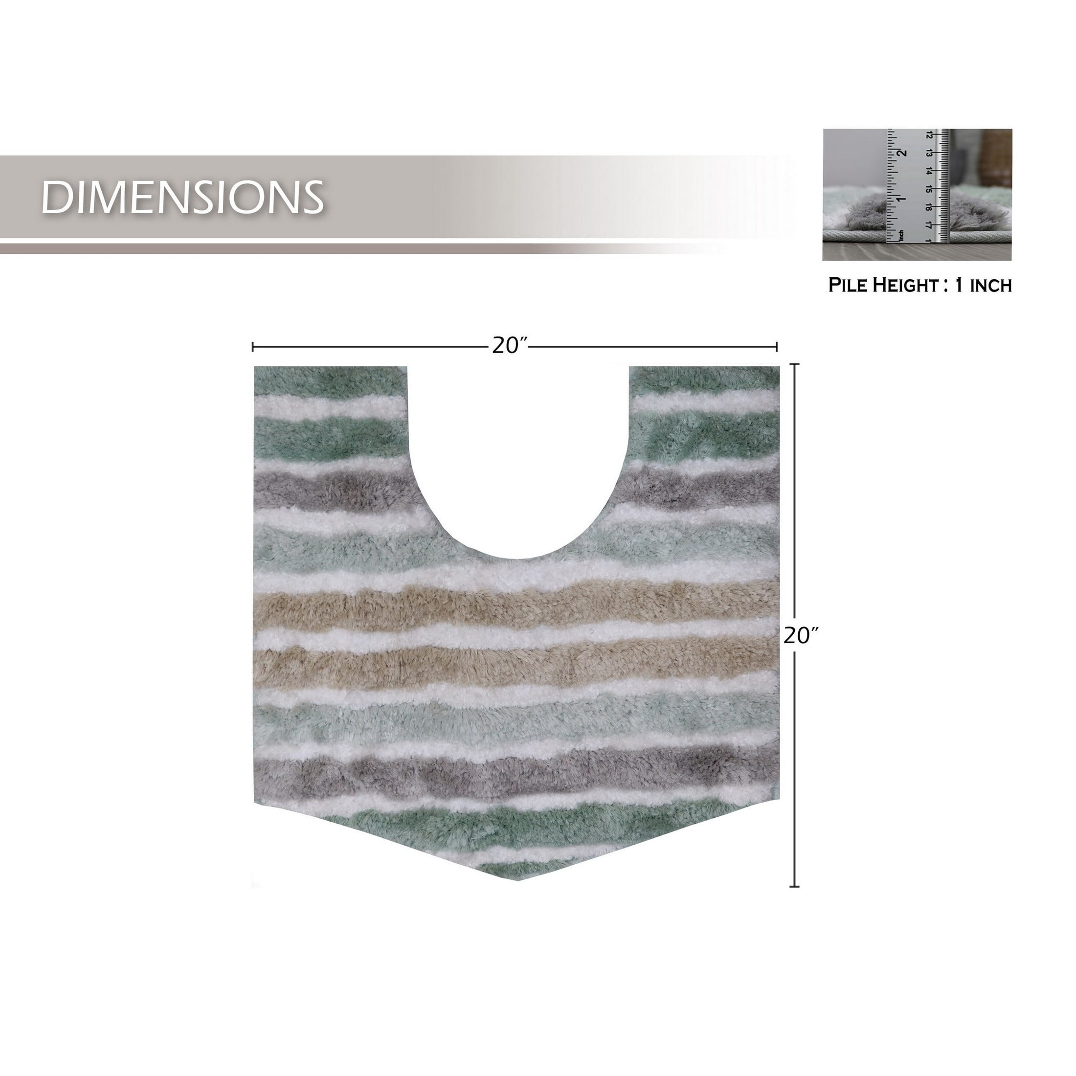 Luxury Toilet Rugs U-Shaped 20x20, Extra Soft and Absorbent Microfiber Bathroom Rugs, Non-Slip Plush Shaggy Bath Mat, Machine Wash Dry, Contour Bathroom Mats for Toilet Base, Green