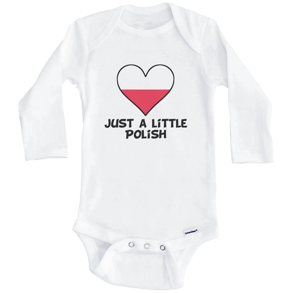 Just A Little Polish Baby Bodysuit - Funny Poland Flag Baby Bodysuit (Long Sleeve), 0-3 Months White