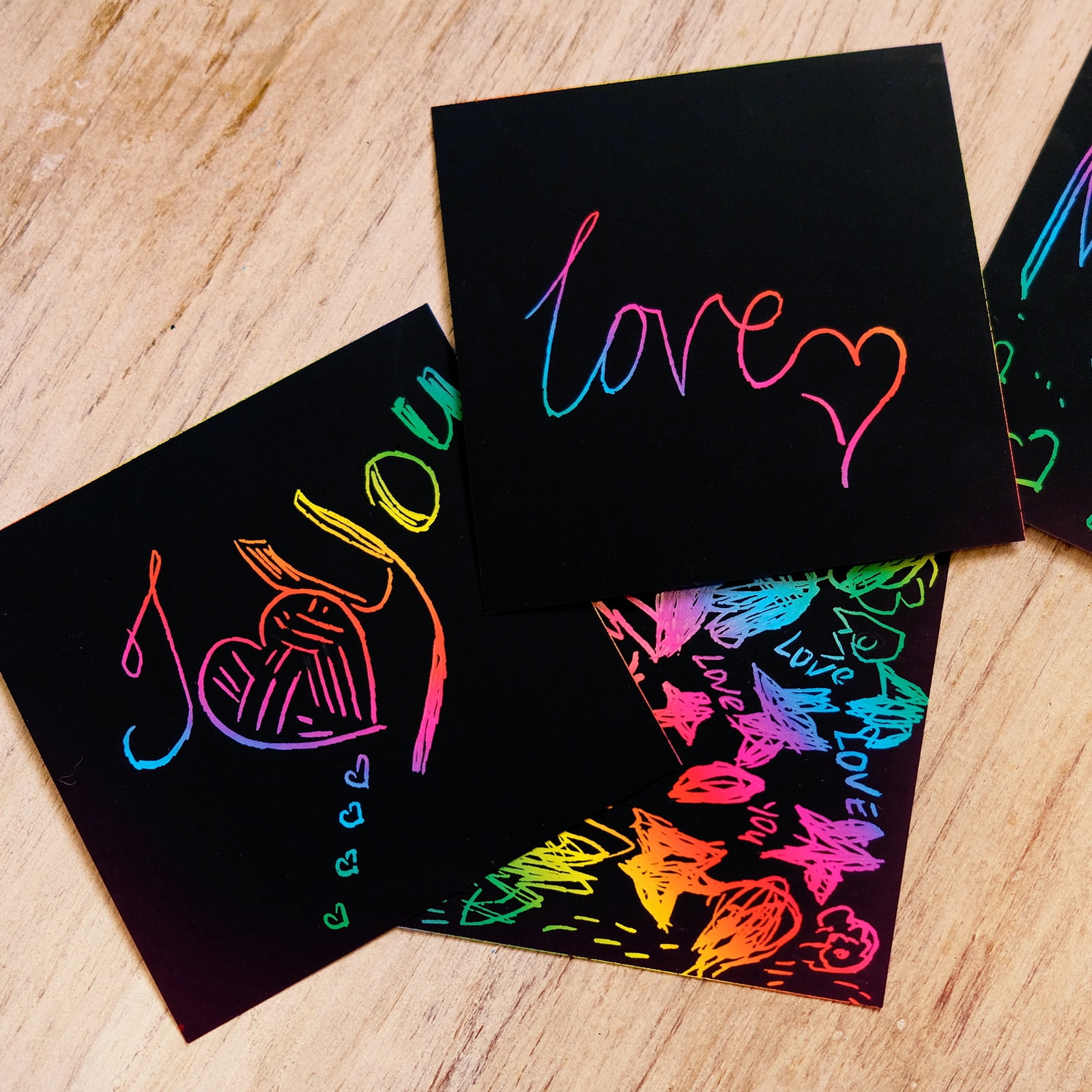 Uxcell Scratch Art Paper Set Include 200Pcs Scratch Off Paper&Wooden Stylus&Stencil