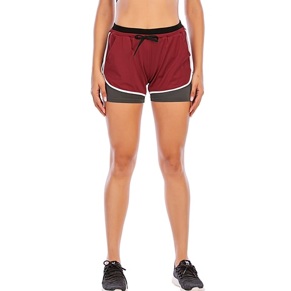 SAYFUT Women's Performance Double layer Running Shorts Workout Sports Yoga Shorts Tights Pants