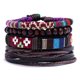 thumbnail image 1 of Pulseras Apuakthei Mix de 4 vueltas, pulseras de cuero de estilo étnico bohemio, pulseras de cuentas de madera, pulseras tejidas con cordón de cáñamo, pulsera ajustable hecha a mano para hombres y, 1 of 7