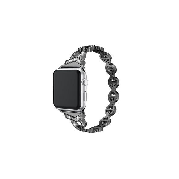 WorryFree Gadgets Metal Bling Band Compatible with Apple Watch Band 38mm 40mm 41mm iWatch Strap Wristband for Men Women iWatch Band Series 8 7 6 SE 5 4 3 2 1- Black