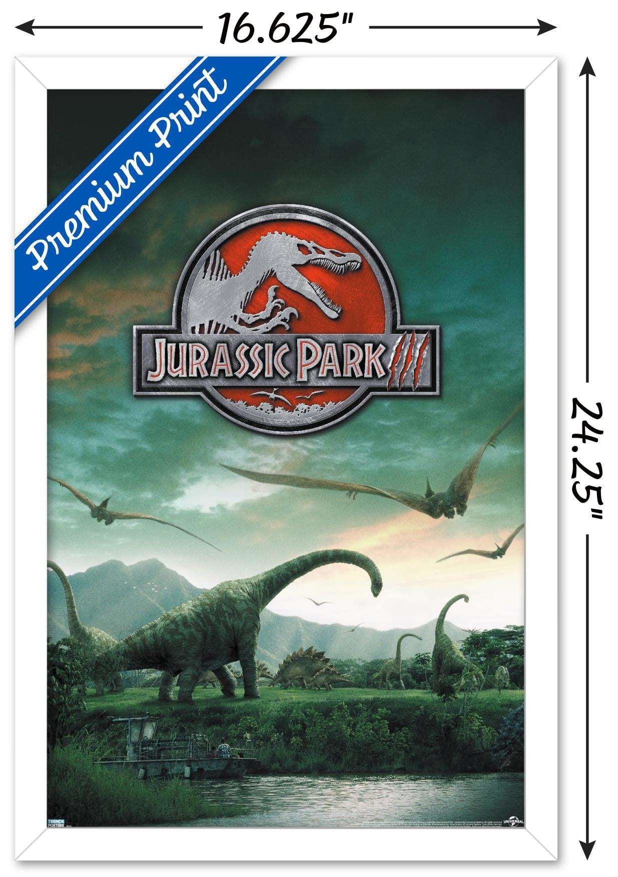 Jurassic Park 3 - Dinosaurs Wall Poster with Wooden Magnetic Frame