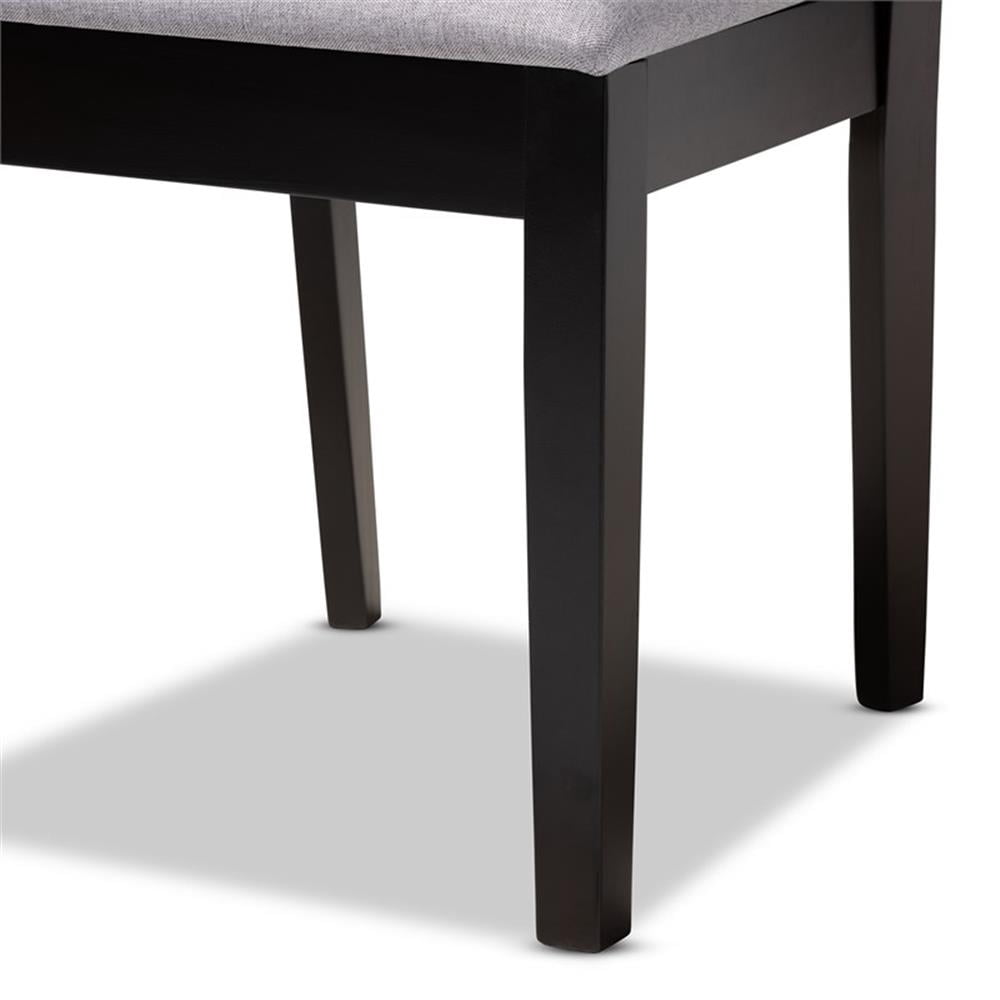 Baxton Studio Lenoir Fabric and Wood Dining Chairs in Gray and Brown (Set of 4)