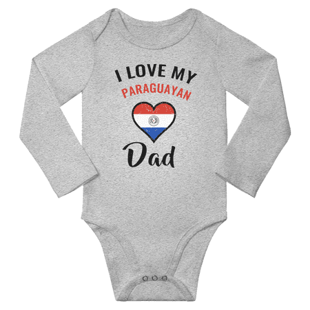 

I Love My Paraguayan Dad Baby Long Slevve Romper Bodysuit (Gray 3-6 Months)
