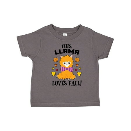 

Inktastic Cute This Llama Loves Fall with Leaves and Stars Gift Toddler Boy or Toddler Girl T-Shirt