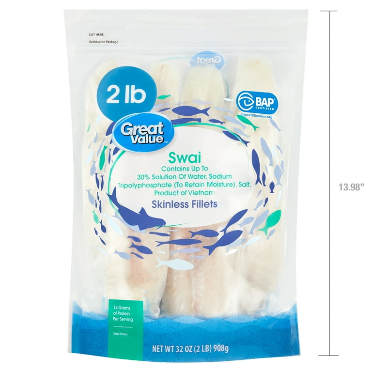 Great Value Frozen Swai Fillets, 2 lb, 8 Vacuum-Sealed Portions