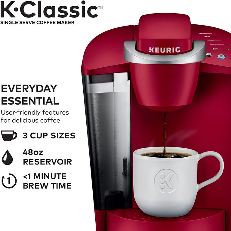 Keurig K-Classic Coffee Maker, Single Serve K-Cup Pod Coffee Brewer, 6 to  10 Oz. Brew Sizes, Rhubarb