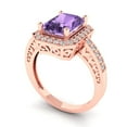 thumbnail image 2 of Halo Engagement Ring for Women - 2.78ct Simulated Alexandrite in 18K Rose Gold Promise Ring, 2 of 6