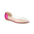 thumbnail image 1 of BLISSFUL STEP Women's Pointed Toe Clear Rhinestone Ballet Flats Hot Pink (Size 6), 1 of 7
