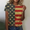 thumbnail image 4 of Cavosen USA Flag Shirts for Women Petite 4th of July Short Sleeve Round Neck Shirts American Flag Print Shirts Lady XL Red White and Blue Casual Tops Funny Patriotic Tunic Tees 2025 Patriotic Blouses, 4 of 5