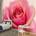 thumbnail image 2 of Peel and Stick Wallpaper Chic Rose Pink Gold Rose Romantic Flower Roses Mural Rose Petals Modern Art Wall Mural Decor Self Adhesive and Removable 100in x 144in, 2 of 8