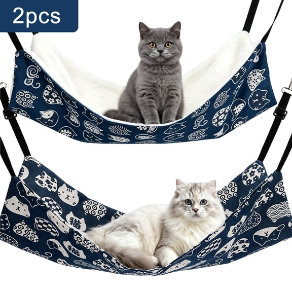 Fixparts Cat Hammock for Cage 2 Pack,Reversible Fleece & Breathable Hanging Bed for Pets