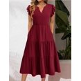 thumbnail image 3 of Zeagoo Women's Midi Dress Casual Summer Dresses V Neck Tiered Swing Dress with Pockets Womens Short Sleeve Sundress Loose Travel Dresses, 3 of 6