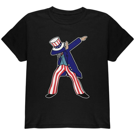 4th Of July Dabbing Uncle Sam Youth T Shirt Black YXL