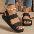 thumbnail image 3 of Rokment Women's Platform Beach Sandals Stylish Simple Comfortale Elastic Band Open Toe Chunky Mid Heel Memory Foam Slingback Walking Dress Summer Shoes D Size 7, 3 of 7